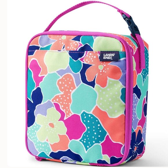 Lands End EZ Wipe Lunch Box Lunch Bag "Brilliant Blue Camo Floral " NWT - Picture 1 of 10